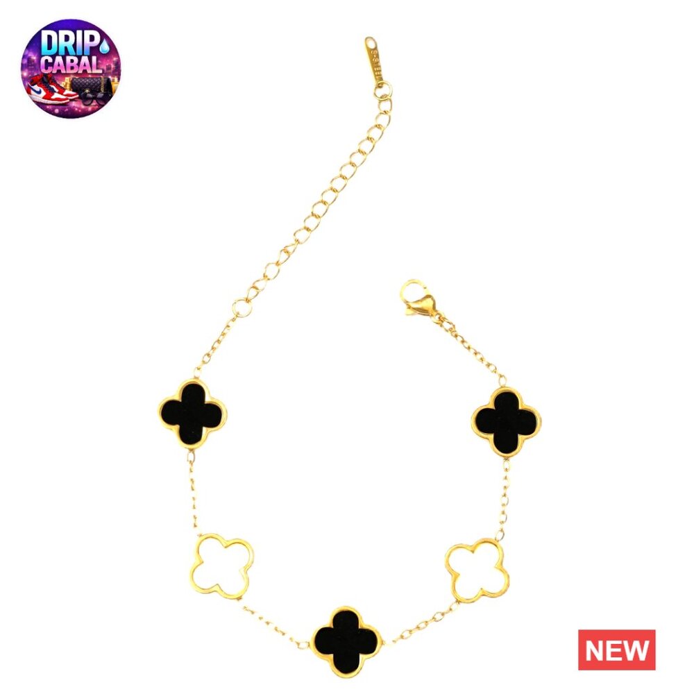 Gold Plated Four Leaf Clover Link Bracelet Elegant Stackable Lucky Charm